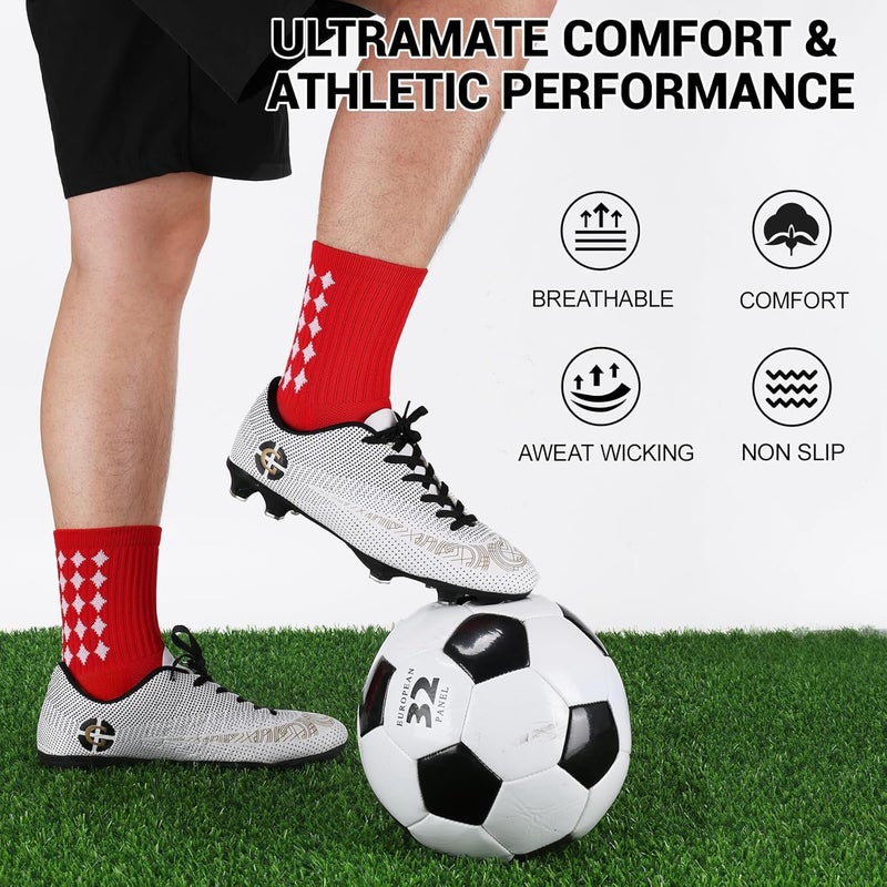 Ultrafun 5 Pairs Mens Grip Soccer Socks Non Slip Cushioned Crew Football Sports Socks - Image 5